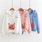 Lettering Rabbit Embroidered Hoodie