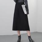 Accordion Pleat Midi A-line Knit Skirt