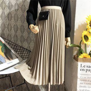 Elastic-waist Pleated Knit Skirt