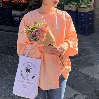 Long-sleeve Oversized Blouse Pink - One Size