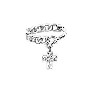 Cross Rhinestone Alloy Earring Single - Silver - One Size