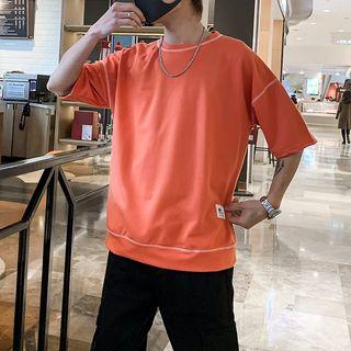 Elbow-sleeve Stitch Trim T-shirt