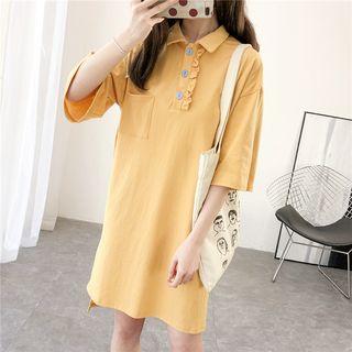 Printed-back Long Polo Shirt