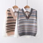 Set: Patterned Knit Vest + Shirt