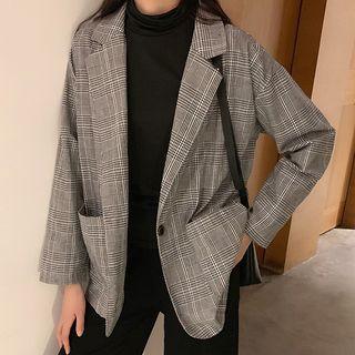 Plaid Blazer / Striped Long-sleeve T-shirt