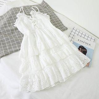 Strappy Lace Trim Layered A-line Dress