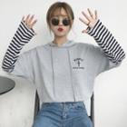 Striped Panel Hooded Long-sleeve T-shirt
