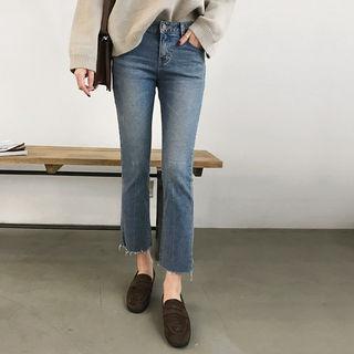 Brushed Fleece-lined Semi Boot-cut Jeans