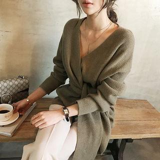 Wool Blend Surplice-wrap Sweater