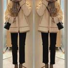 Lettering Pocket Detail Faux Shearling Jacket / Cropped Straight Leg Jeans