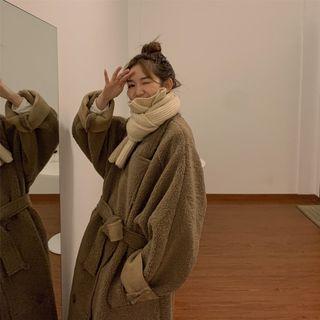 Oversized Double-breasted Fluffy Coat