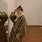 Oversized Double-breasted Fluffy Coat