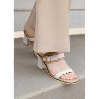 Two-tone Buckled Block-heel Sandals