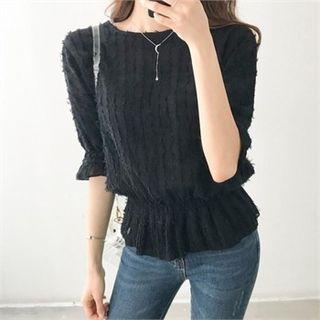 Ruffle-detail Fringed Peplum Top