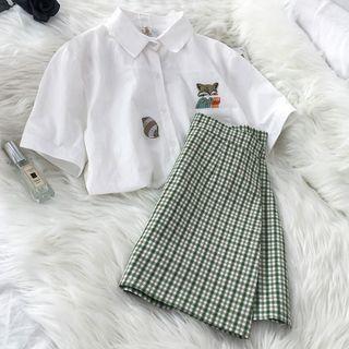 Short-sleeve Shirt / Plaid Skirt