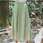 Elasticized Floral Print Midi Skirt