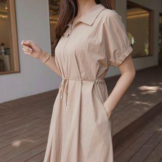 Drawstring Zipped Maxi Dress