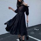 Off-shoulder Ruffle Midi A-line Dress