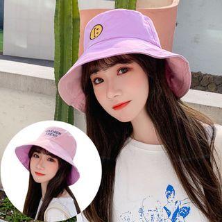 Smiley Lettering Embroidered Reversible Bucket Hat