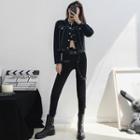 Buckled-accent Skinny Pants With Thigh-ring & Belt