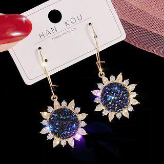 Faux Crystal Sunflower Dangle Earring 1 Pair - Gold - One Size