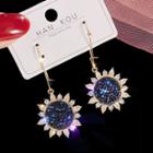 Faux Crystal Sunflower Dangle Earring 1 Pair - Gold - One Size