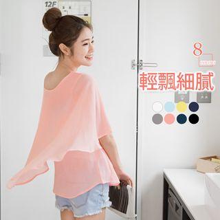 Elbow Sleeve Chiffon Cape Top