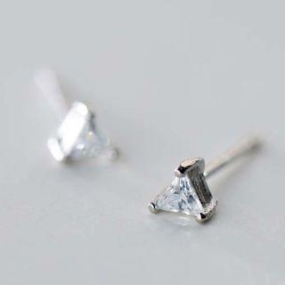 S925 Silver Rhinestone Triangle Stud Earrings