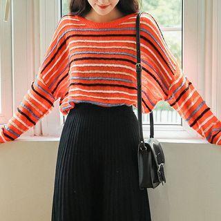 Drop Shoulder Striped Sweater