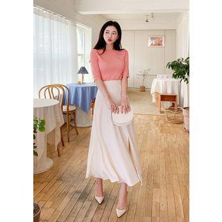 Slashed A-line Maxi Skirt