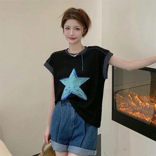 Sleeveless Star T-shirt Black - One Size
