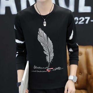 Feather Print Long-sleeve T-shirt