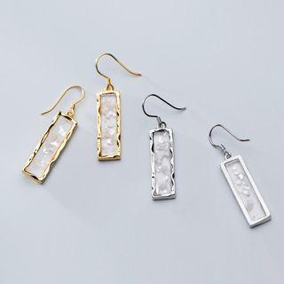 925 Sterling Silver Shell Bar Dangle Earring
