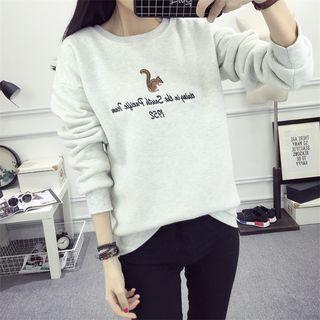 Squirrel Embroidered Pullover