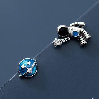 Star Stud Earring S925 - 1 Pr - Blue & Silver - One Size