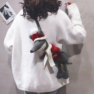 Fleece Mouse Crossbody Bag Warm Gray - One Size