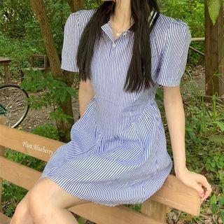Short-sleeve Polo Collar A-line Mini Dress