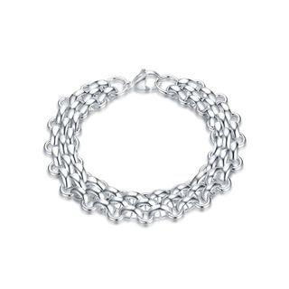 Fashion Domineering Silver Geometric Interlocking 316l Stainless Steel Bracelet  - One Size