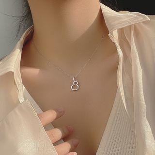 Gourd Pendant Rhinestone Sterling Silver Necklace 1pc - Silver - One Size