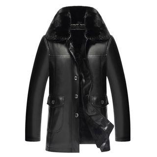 Genuine Leather Button Coat