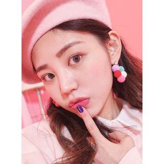 Multicolor Pompon Earrings