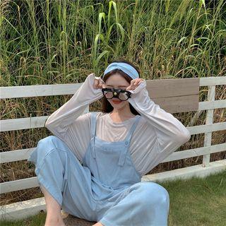 Plain Long-sleeve Loose-fit T-shirt / Jumper Pants / Jumper Dress