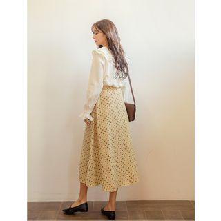 Plus Size Dot Pattern Flared Long Skirt In 4 Colors