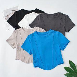 Short-sleeve Crew Neck Slim Fit Crop Top