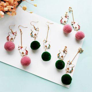 Unicorn Non-matching Ball Drop Earring