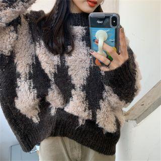 Two Tone Sweater Dark Gray & Light Gray - One Size