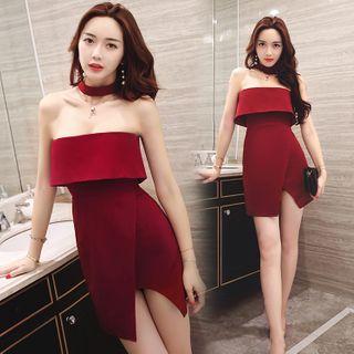 Plain Strapless A-line Dress