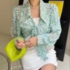 Floral Print Tie Front Shirt