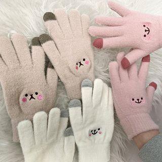 Touchscreen Embroidered Knit Gloves