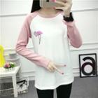 Long-sleeve Flamingo Print T-shirt